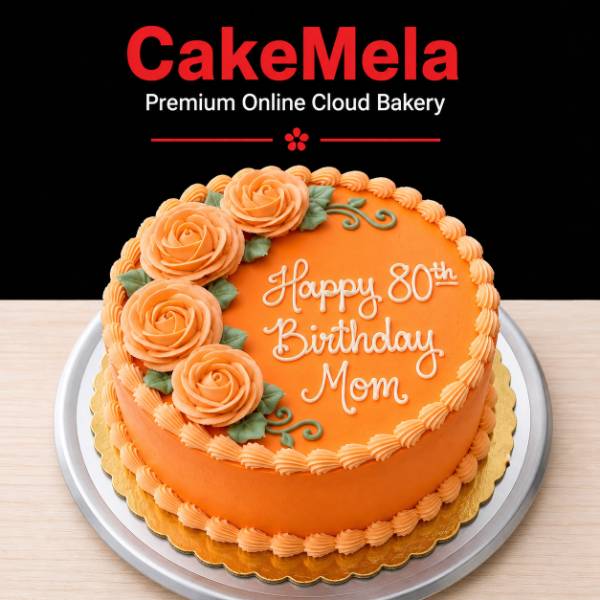 2 Pound Peach Floral Birthday Celebration Cake